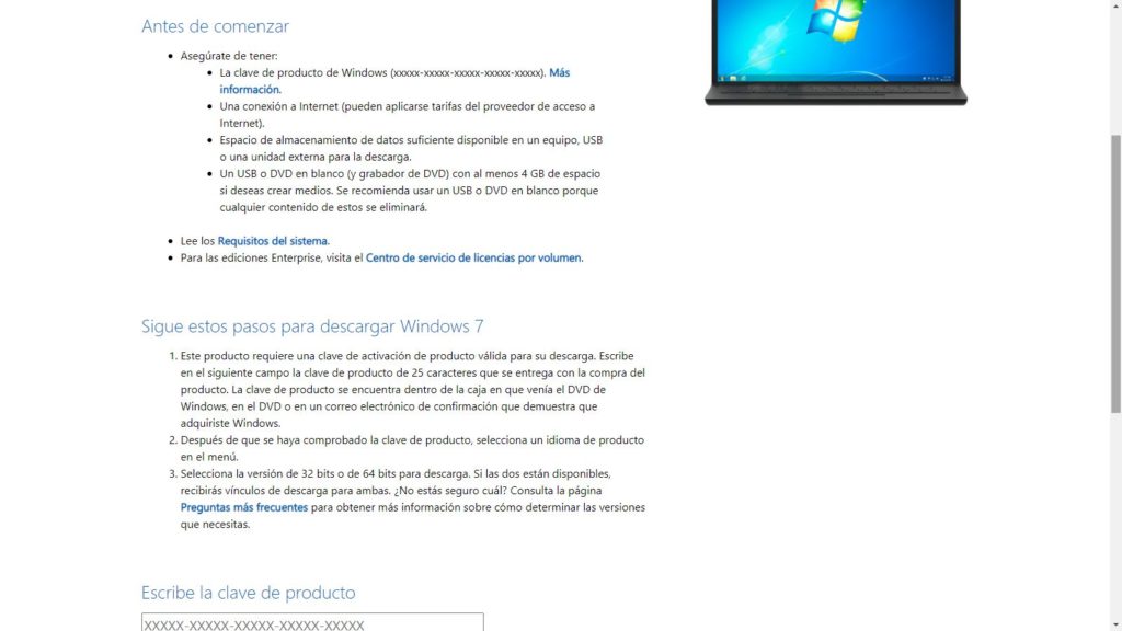 clave de producto de windows 7